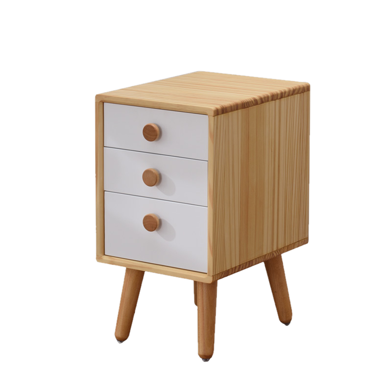 Scandinavian Solid Wood Bedside Cabinet Minimalist Modern Small 30cm White Bedroom Simple Child Storage Storage Bed Side Cabinet