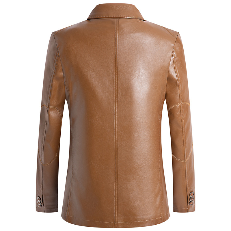 Spring And Autumn New Men's Fashion Non-ironing Casual Suit Plus Fat Leather Jacket 