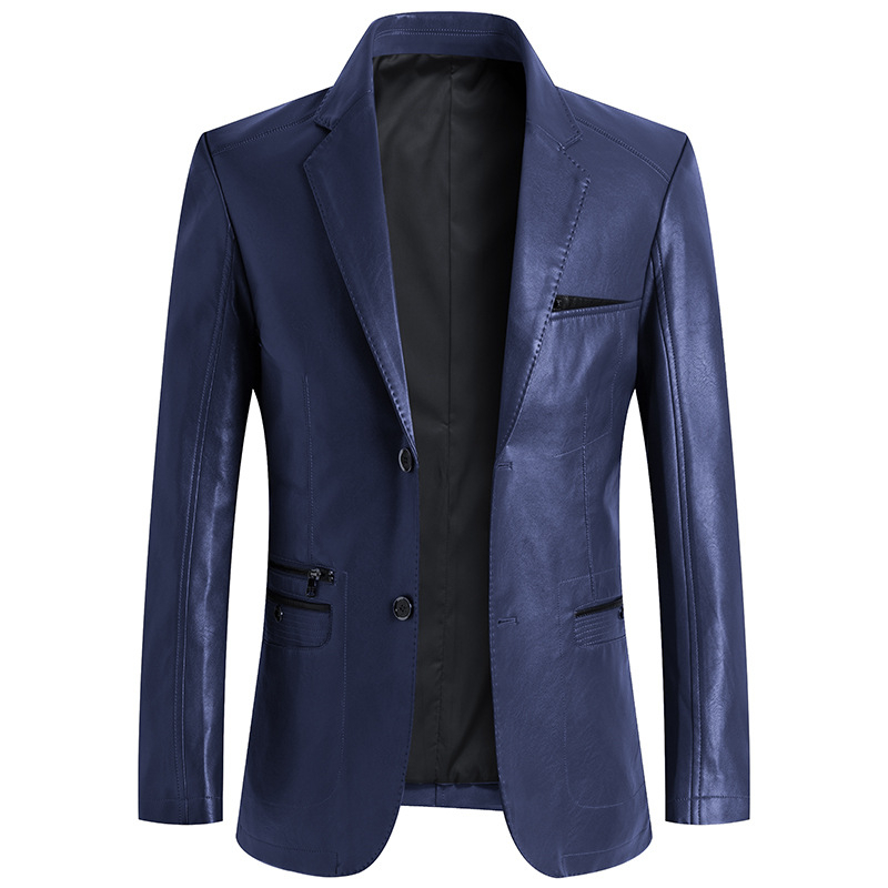 Spring And Autumn New Men's Fashion Non-ironing Casual Suit Plus Fat Leather Jacket 