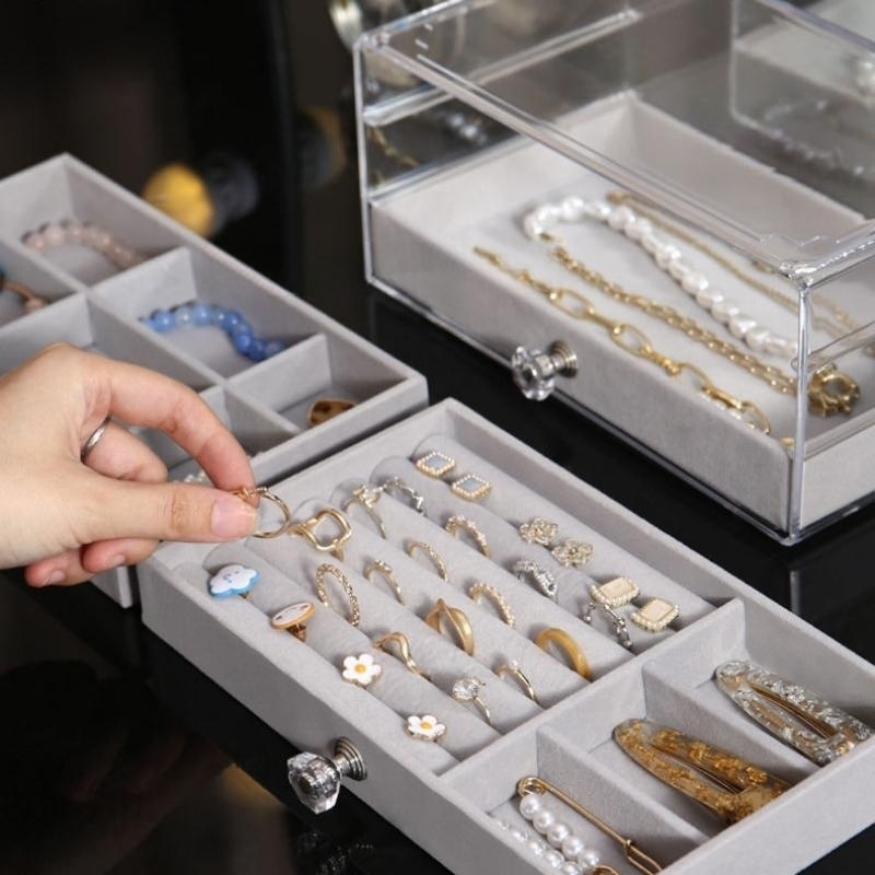 Factory Stock Jewelry Storage Dustproof Box Transparent Acrylic Jewelry Storage Drawer Box 