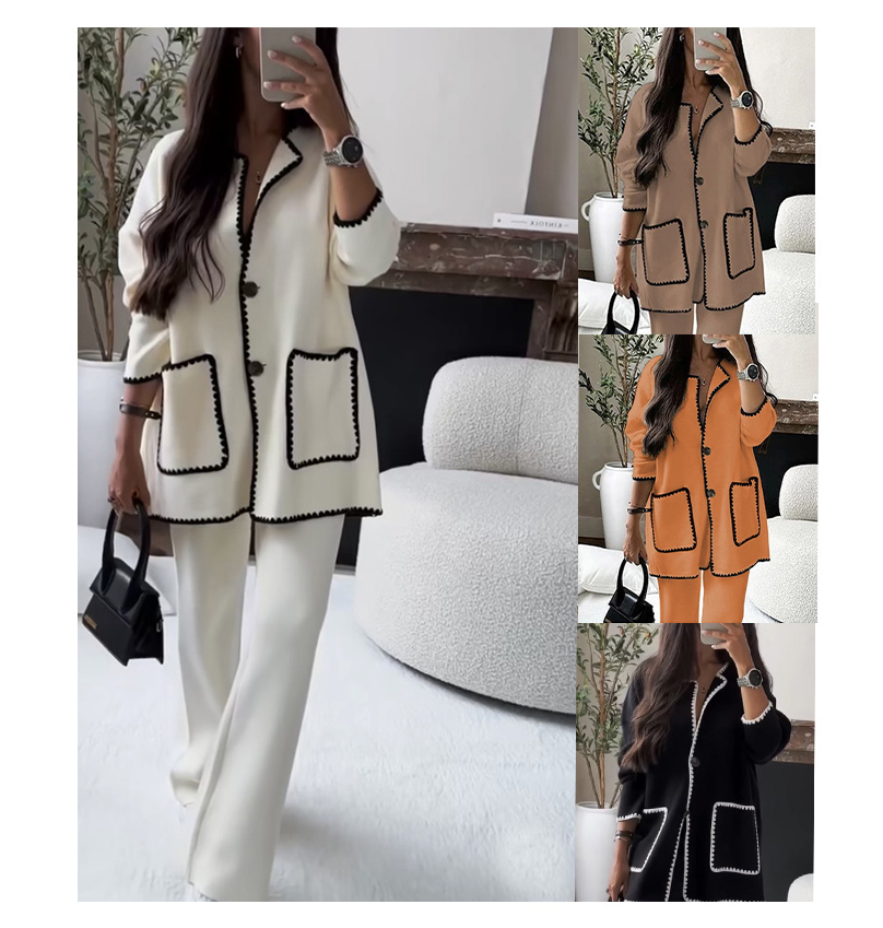 Wholesale Oversizde Chic Ladies Designer 2 Piece Set For Office Women's Jacket And Pants Set Elegant Spliced Spring Clothing