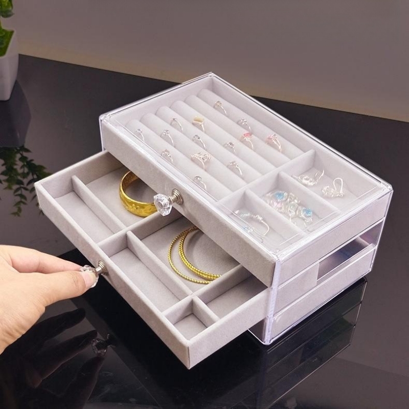 Factory Stock Jewelry Storage Dustproof Box Transparent Acrylic Jewelry Storage Drawer Box 