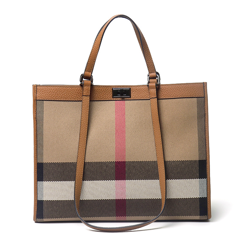 High Quality Travel Ladies Original Branded Bags Genuine Leather With Canvas Luxury Designer Women Handbag 