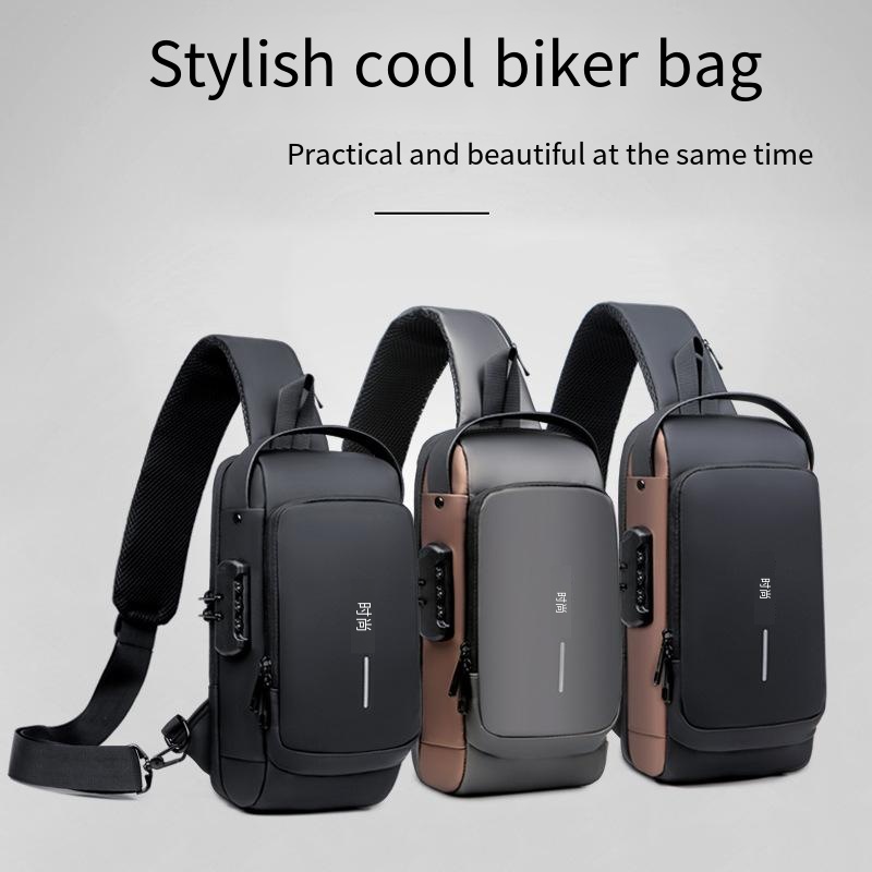 Usb Charger Men Crossbody Sling Backpack Anti Theft Password Lock Women Sling Bag Messenger Travel Hiking Chest Bags For Men