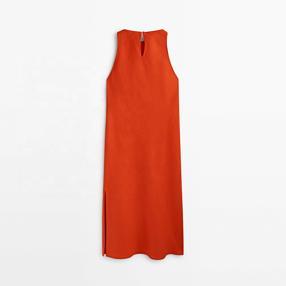 Linen Dress Beach Custom Casual Summer Sleeveless Shirt Maxl Women's 100% Cotton High Quality Dresses Linen Dress For Women