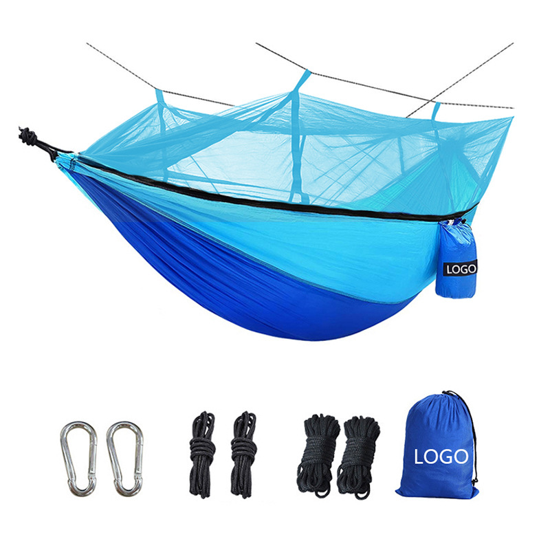 Low Moq Custom Logo Camping Hammock Outdoors,Double Swing Hanging Folding Parachute Hammock With Carry Bag 