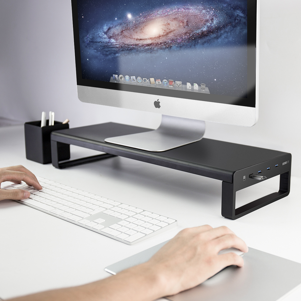 Vaydeer Computer Stand Metal Display Stand Riser With Usb Hub Ports Ergonomic Monitor Stand 