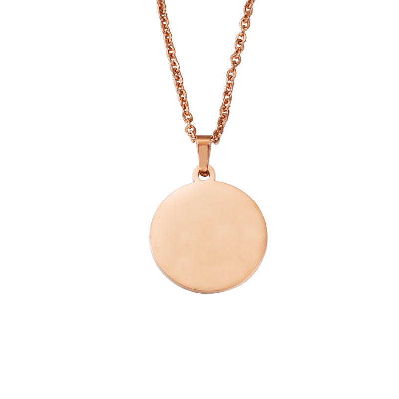 Hot Selling Customized Stainless Steel Blank Necklace 18k Gold Plated Jewelry Mirror Geometric Circular Plate Pendant Necklace 