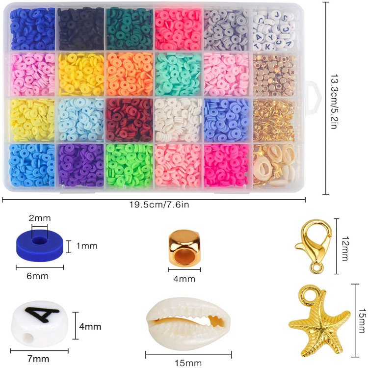 Flat Round Polymer Clay Spacer Beads For Jewelry Making Bracelets Necklace Earring Diy Clay Beads Heishi Beads Craft Kit 