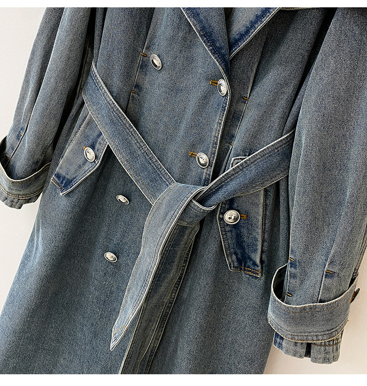 New Unique Vintage Luxury Casual Streetwear Fashion Fall Winter Clothing Long Jean Denim Jacket Trench Ladies Women Jean Coats 