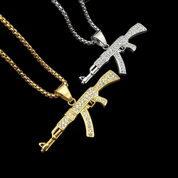 Wholesale Fashion Stainless Steel Pendant Jewelry Crystal Rhinestone Necklace Devil's Eye Pendant Hiphop For Men 