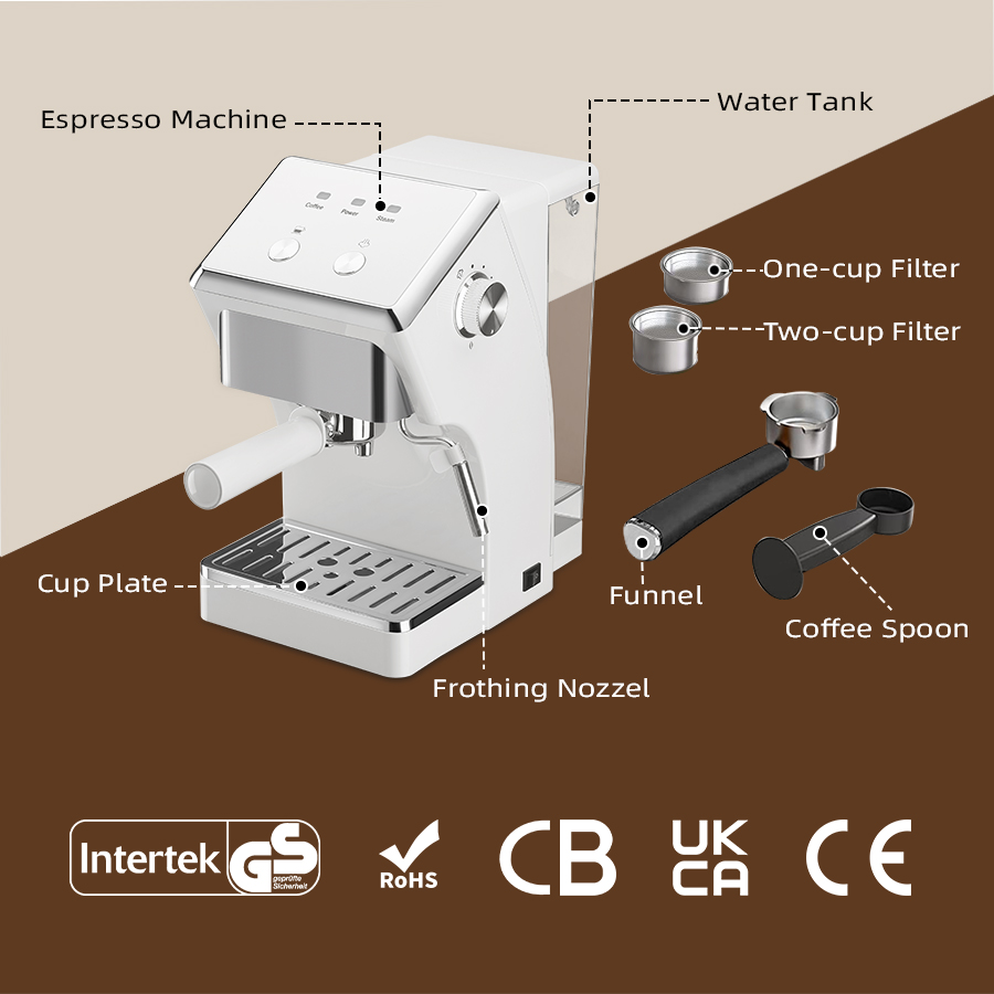 Automatic Coffee Machine Professional Semi-auto Espresso Coffee Machine With Milk Tank For Home 