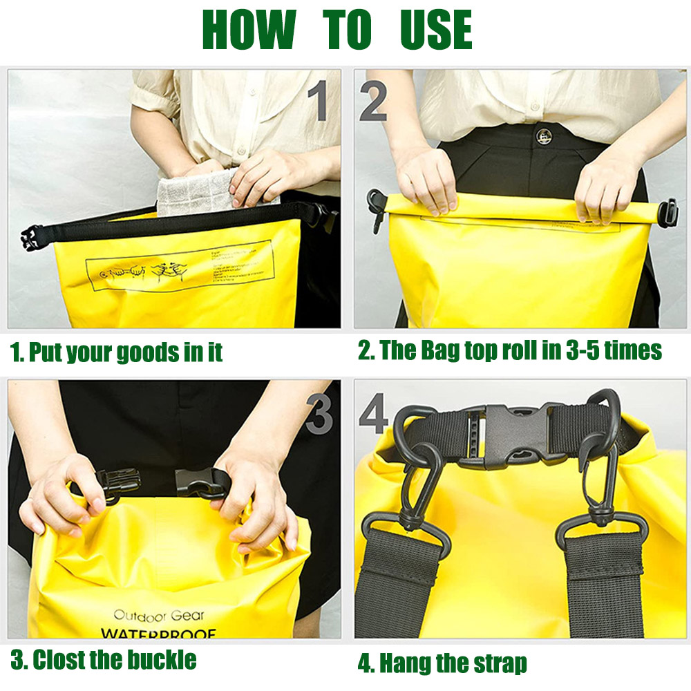 Wholesale 2l - 30l 500d Pvc Roll Top Waterproof Dry Bag Outdoor Sports Climbing Surfing Travel Bags 