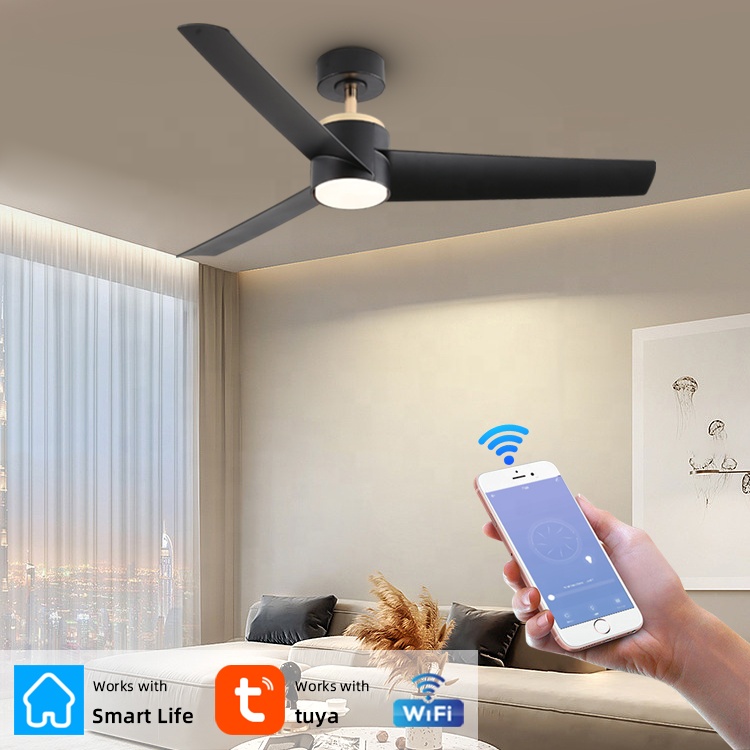 On Sale Smart Home Appliance Ceiling Fans 52 Inch Remote Control Abs Blades Led Ceiling Fan With Lights 