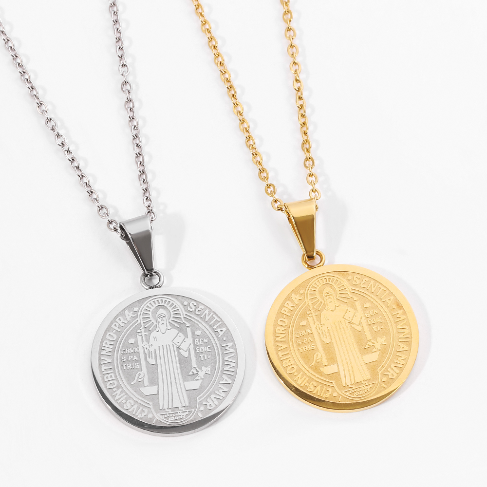 Religious San Benito Medal Pendant Stainless Steel St Benedict Jesus Pendants &amp; Necklaces For Women Men Child Jewelry Medallion 