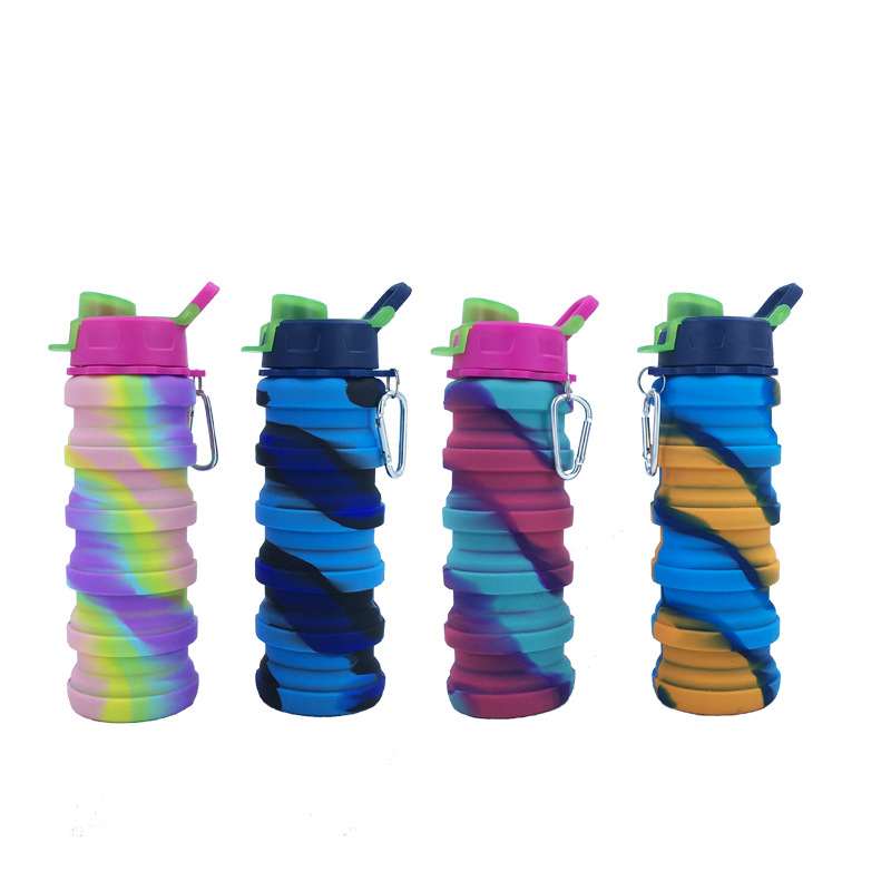 Silicone Sports Bottle Creative Foldable Portable Mountaineering Cup Outdoor Cycling Retractable Bottle 