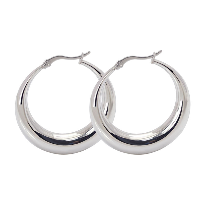 Big Round Hollow Earrings Trendy Silver Fashion Jewelry Wholesale Large Stainless Steel Hoop Earrings Women Ehe001 