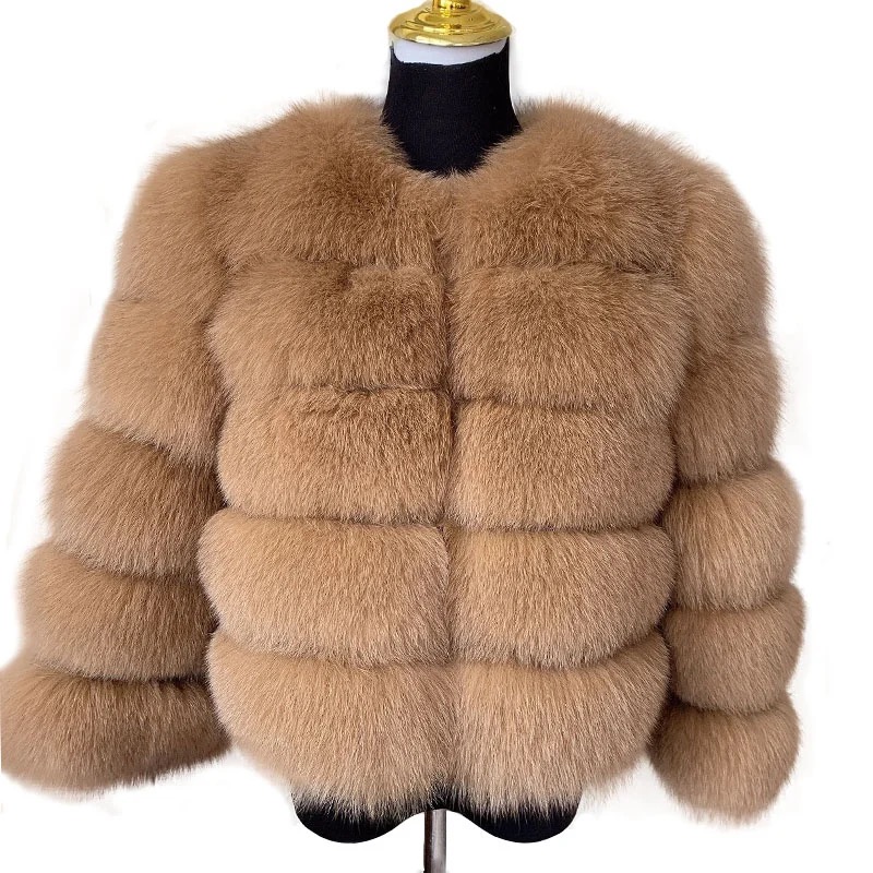 Factory Custom Wholesale Real Fur Long Sleeves Fashion Women Fluffy Women's Clothing Fur Jacket Winter Real Fox Fur Coat