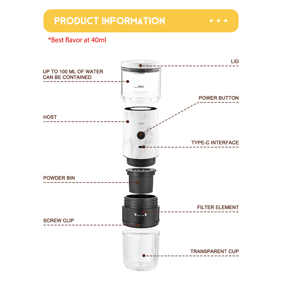Best-selling Portable Convenient Home And Out Universal Electronic Rechargeable Coffee Grinder Drip Filter 