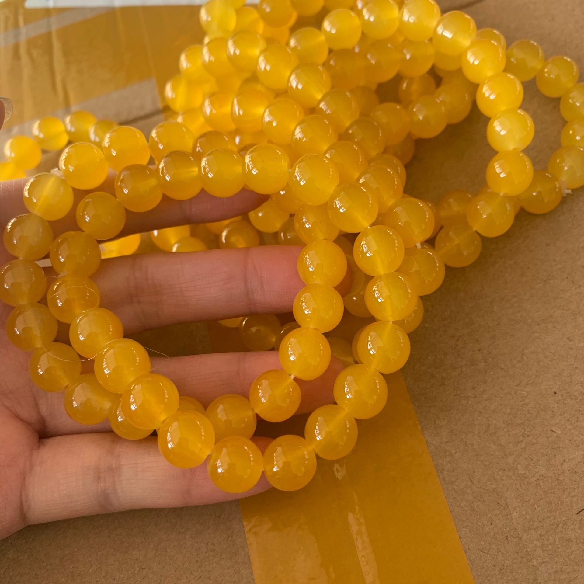 10mm Men Women Large Glass Semi-precious Stone Beaded Bracelets Custom Diy Glass Bracelets Can Add Charm For Jewelry Making 