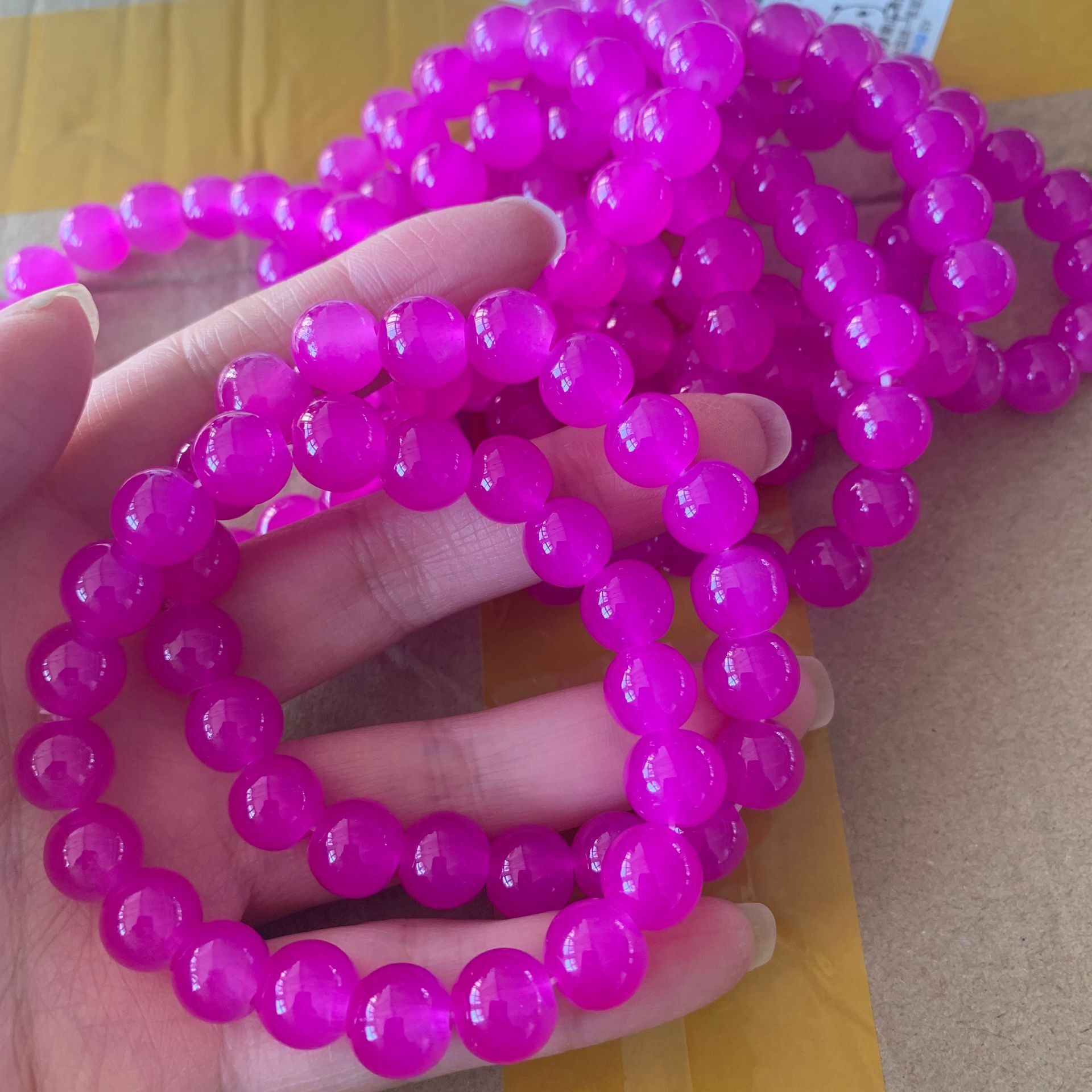 10mm Men Women Large Glass Semi-precious Stone Beaded Bracelets Custom Diy Glass Bracelets Can Add Charm For Jewelry Making 