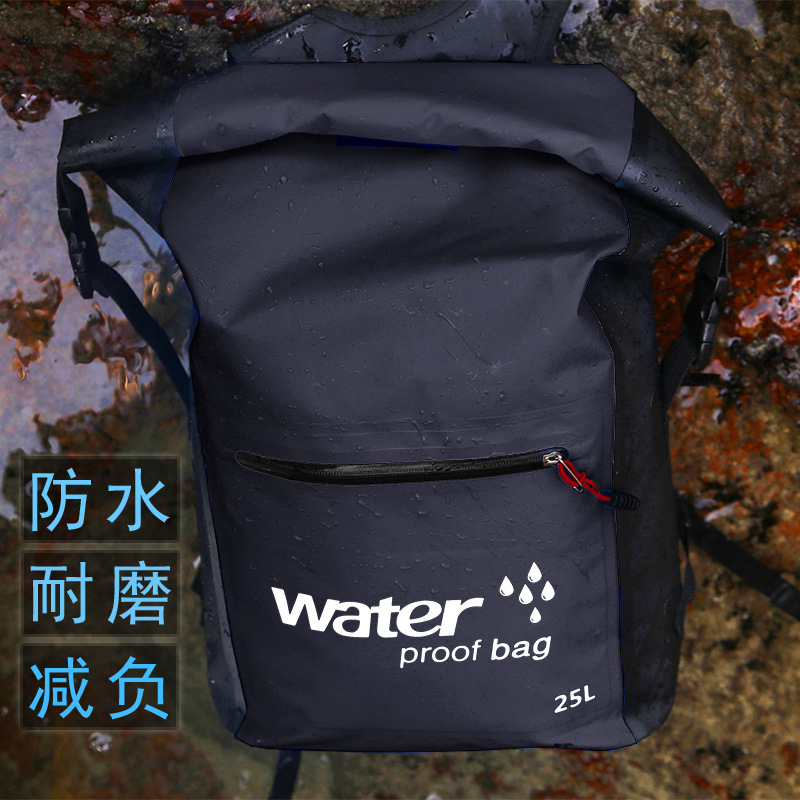 Custom Stock 25l Waterproof Water Resistant Pvc Outdoor Camping Hiking Beach Swim Waterproof Folded Rolling Backpack Drybag 