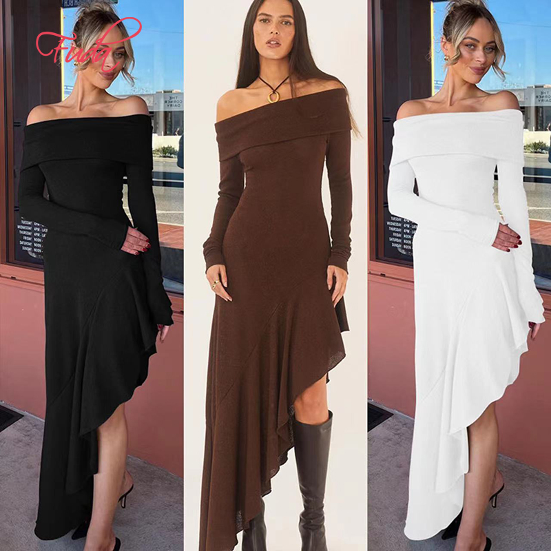 Fuda Ab489 Fashionable Women's Clothing New Design Casual Women's Clothing Party Club Sexy Shoulder Dress