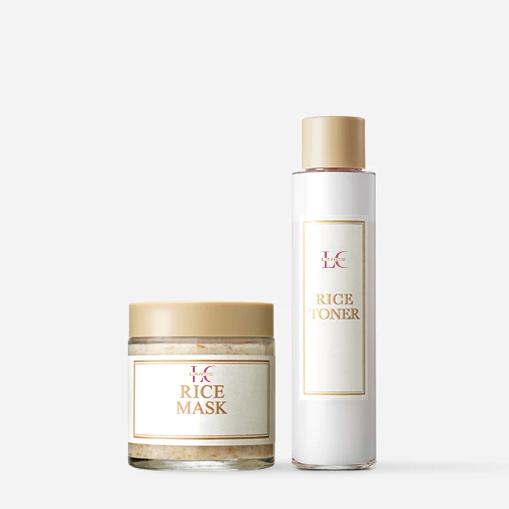 Korean Skin Care Products Private Label Vegan Organic Natural Rice Cream Skin Care Set Hydration Rice Extract Serum 