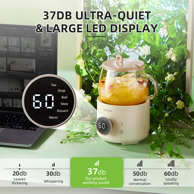 Borosilicate Glass Cup Smart Coffee Milk Warmer Home Appliance Water Boiling Food Electric Beverage Kettle 