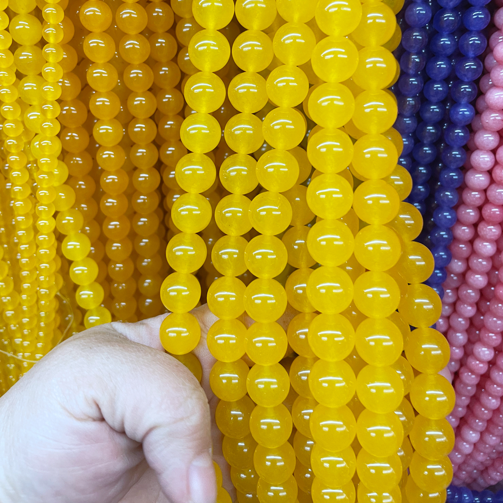 Jade Stone Red Green Orange Blue Different Color Round Loose Bead Strand For Diy Jewelry Making Necklace And Bracelet 