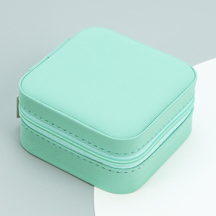 Custom Zipper Organizer Case Velvet Storage Box Waterproof Faux Leather Engraved Logo Luxury Jewelry Packaging Box With Logo 