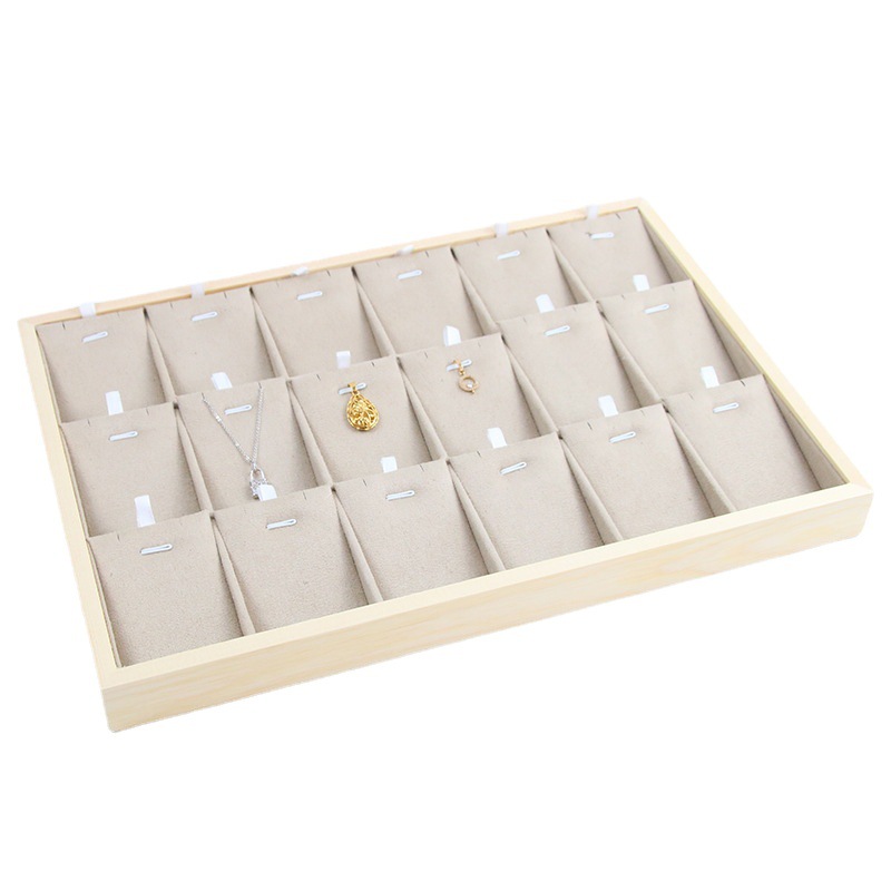 New Design Wooden Jewelry Tray Velvet Tray For Jewelry Display Storage Necklace Pendant Bangle Holder 