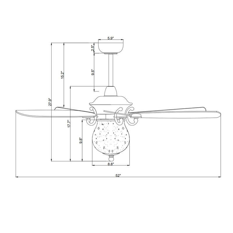 Europe Style 52 Inch Dc Motor Ceiling Fan Home Decorative Ceiling Fan With Light 