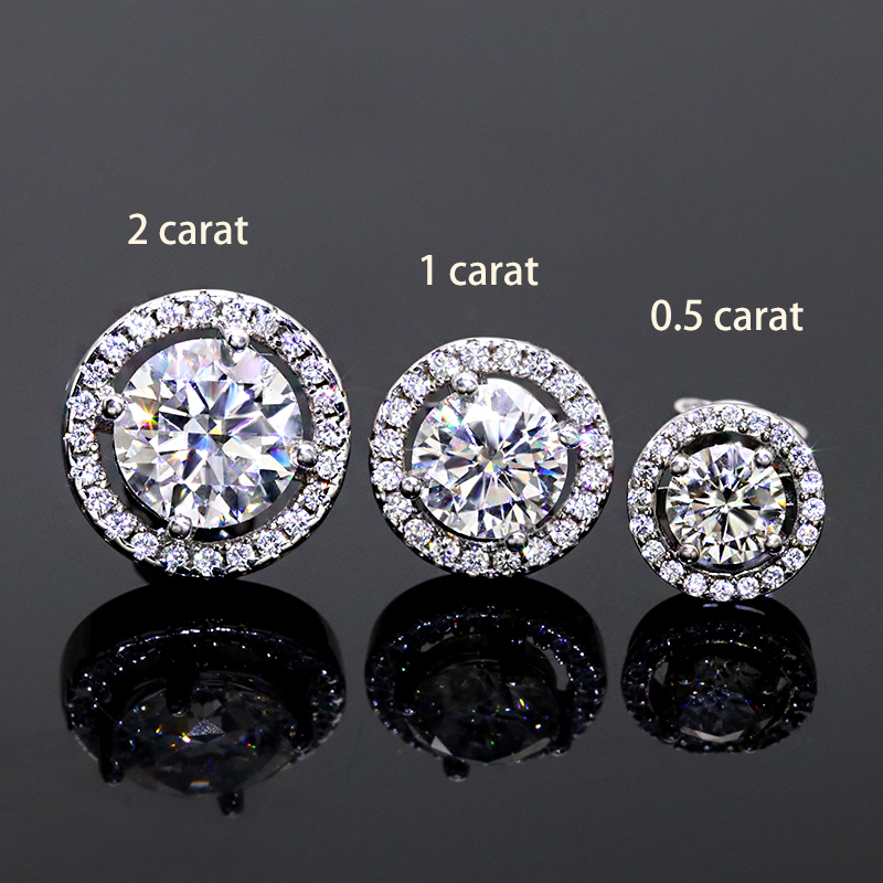 Delicate Sliver Earrings 0.5ct/1 Carat / 2 Carat Fashion Moissanite Jewelry Diamond Earrings Vvs White D Moissanite Earrings 