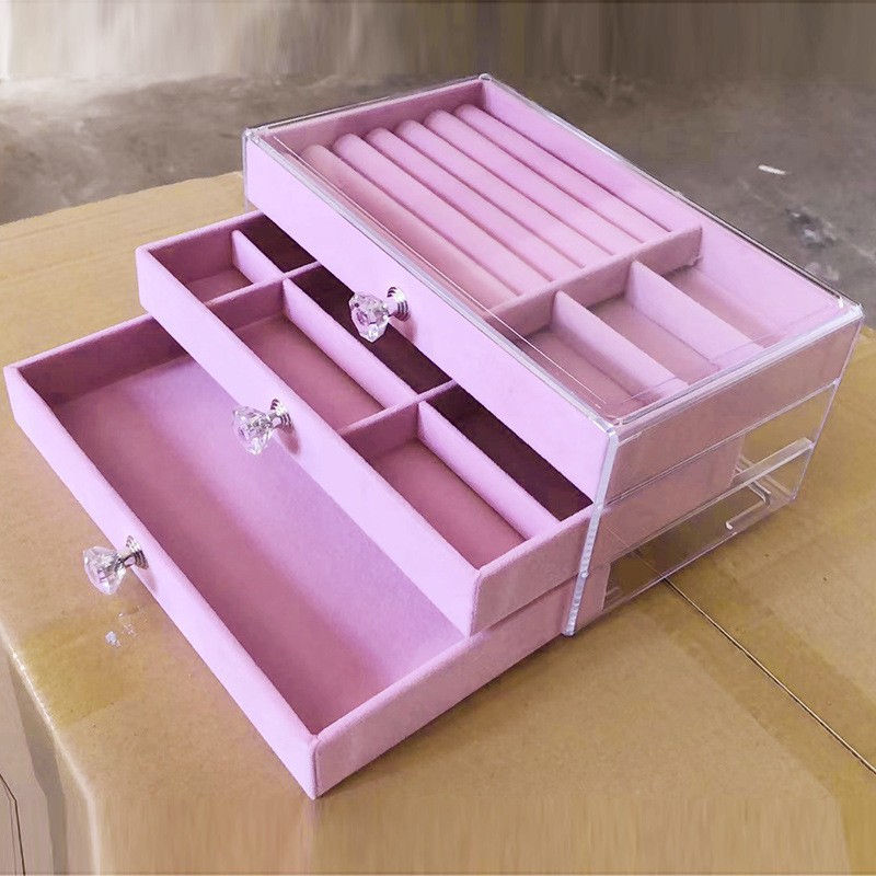 Factory Stock Jewelry Storage Dustproof Box Transparent Acrylic Jewelry Storage Drawer Box 