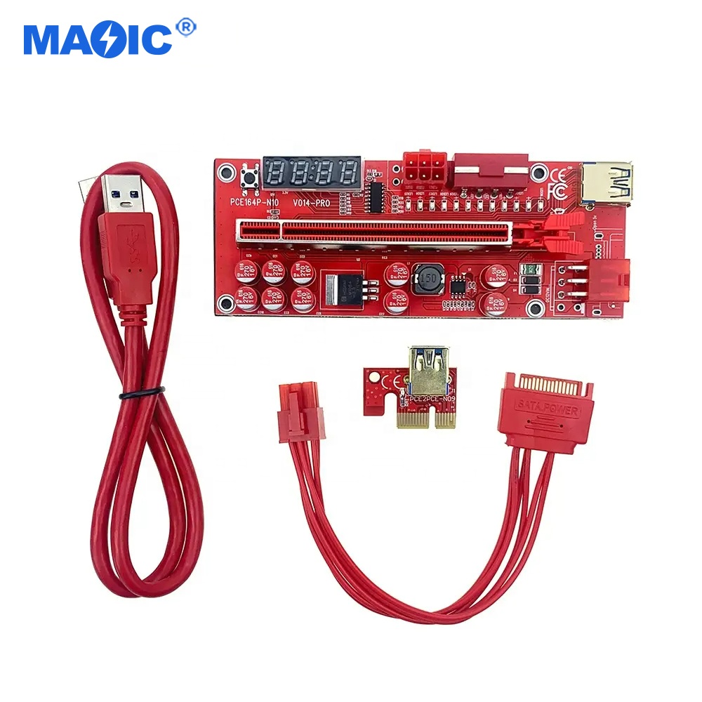 Other Computer Accessories 10 Capacitors 014 Pro Pcie Riser Ver 014 1x To 16x Graphics Cable Pcie Riser Card Riser 014 With Led 