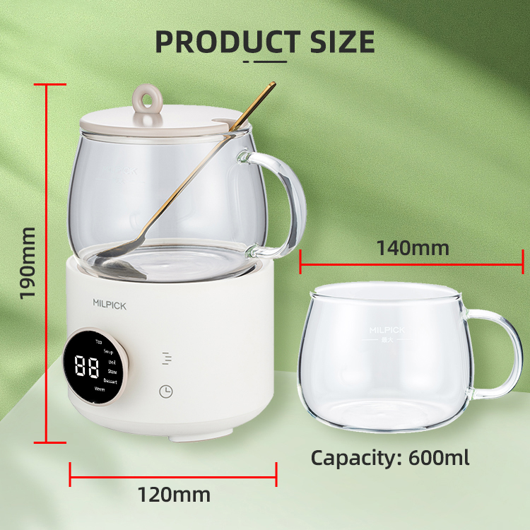 Borosilicate Glass Cup Smart Coffee Milk Warmer Home Appliance Water Boiling Food Electric Beverage Kettle 