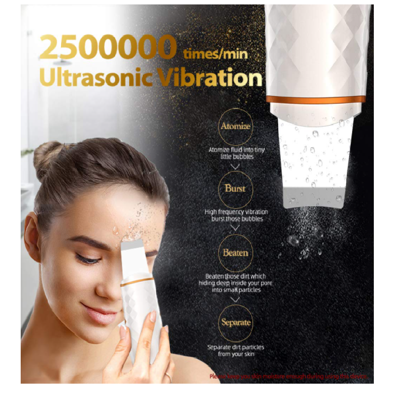 Psb Beauty Products Rechargeable Ultrasonic Face Cleaner Skin Scrubber Spatula With Lcd Display 