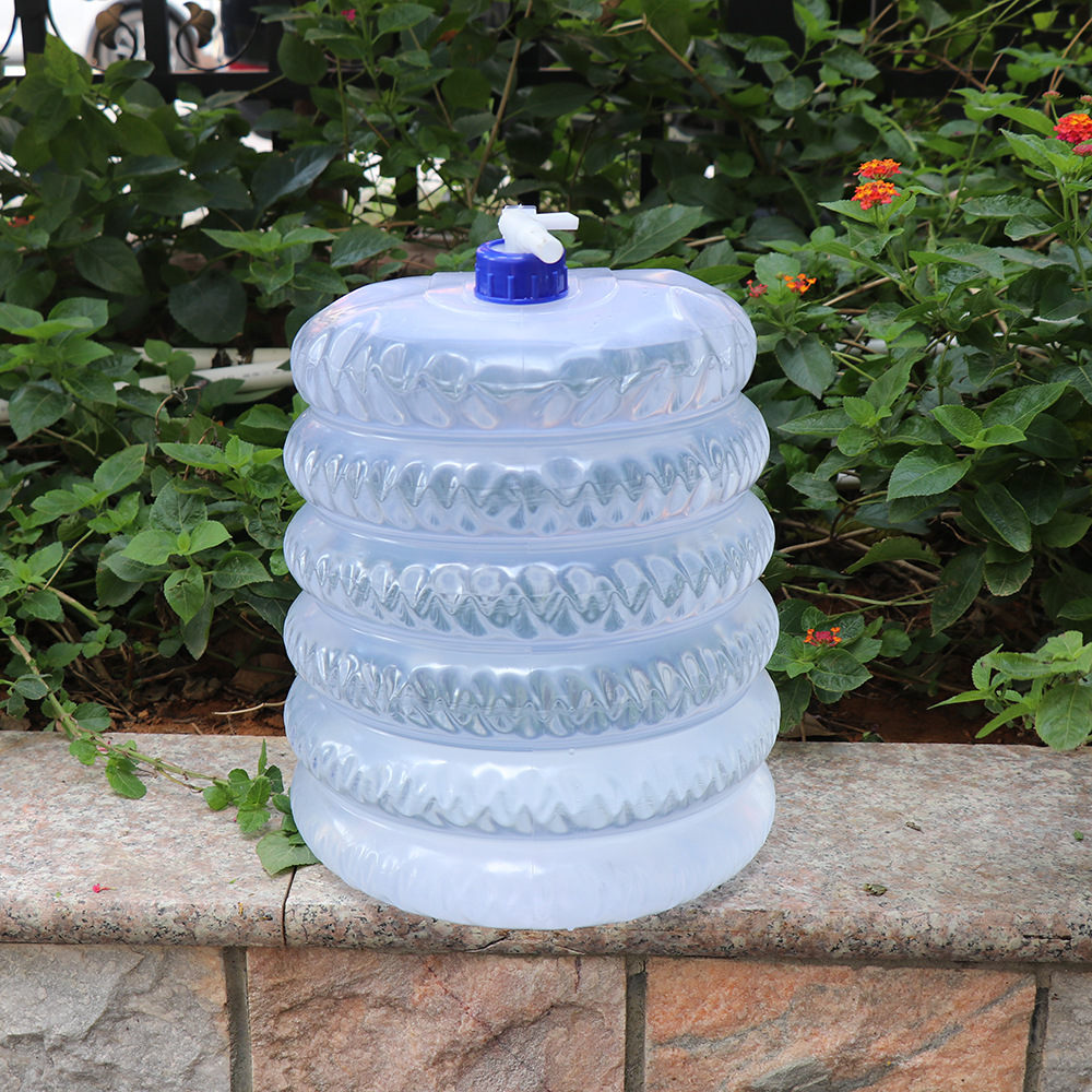 Outdoor Telescopic Plastic Bucket 5l-15l Portable Camping Car Nail Self Contained Faucet Folding Water Bag Pe 