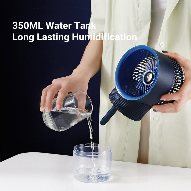 Home Appliance Desktop Water Cooled Mist Spray Fan Usb Rechargeable Portable Air Conditioning Electric Fan With Led Night Light 