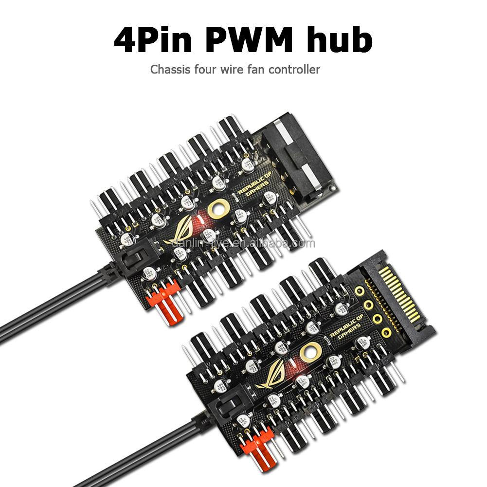 1 To 10 4 Pin Pwm Cooler Fan Hub Splitter Extension Pc Speed Control Board Sata Controller Adapter Computer Accessories 