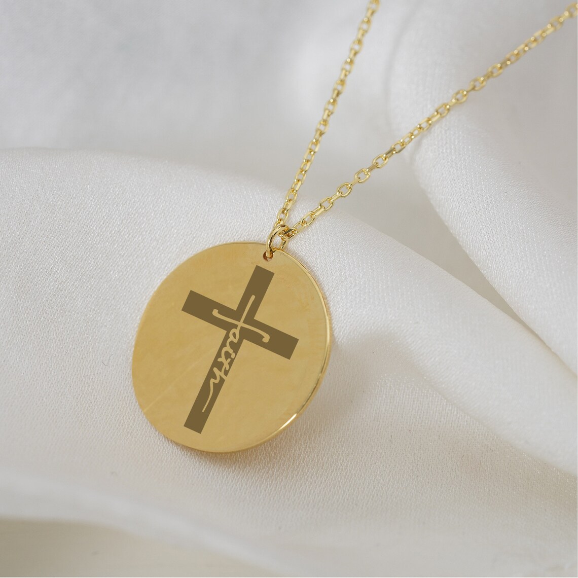 Stainless Steel Faith Necklace Cross 18k Gold Cross Christum Jewelry Inspirtional Pendant Christian Curicifix Charm Necklace 