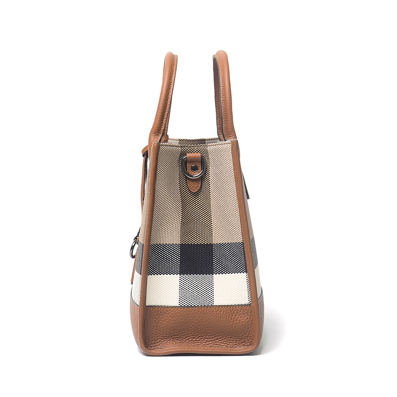 High Quality Travel Ladies Original Branded Bags Genuine Leather With Canvas Luxury Designer Women Handbag 