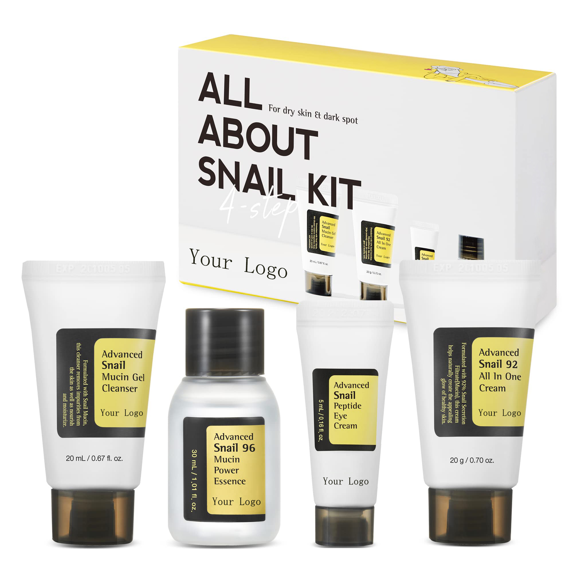 Oem Factory Snail Set Skin Care Travel Skin Care Sets Snail Beauty Products 