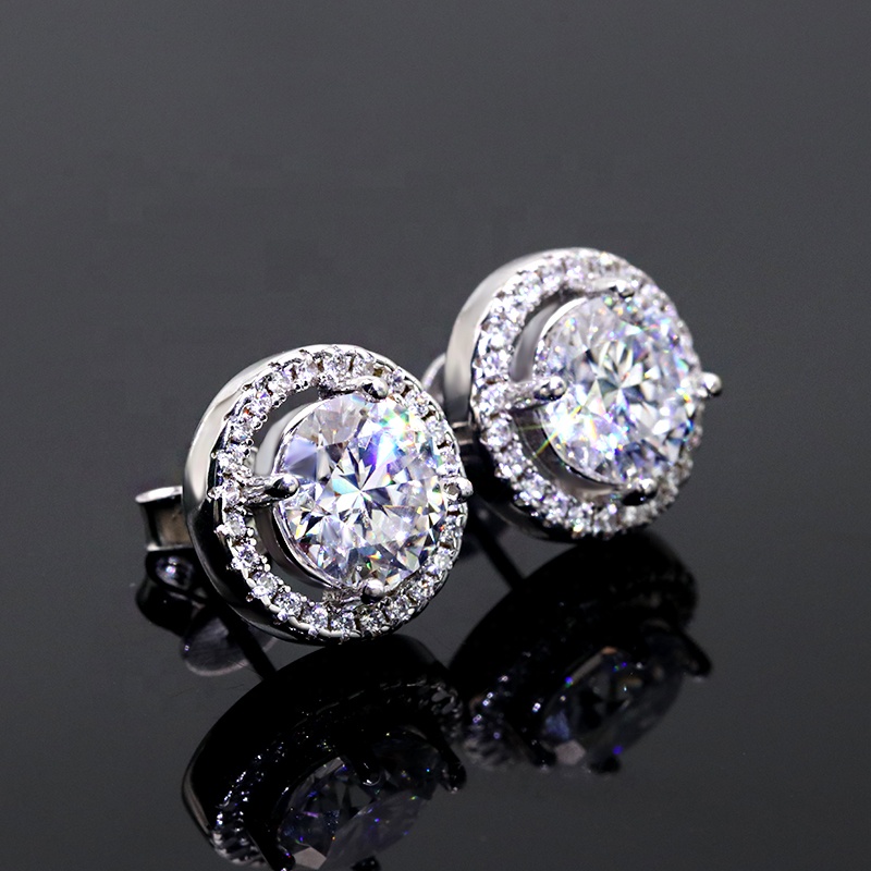 Delicate Sliver Earrings 0.5ct/1 Carat / 2 Carat Fashion Moissanite Jewelry Diamond Earrings Vvs White D Moissanite Earrings 