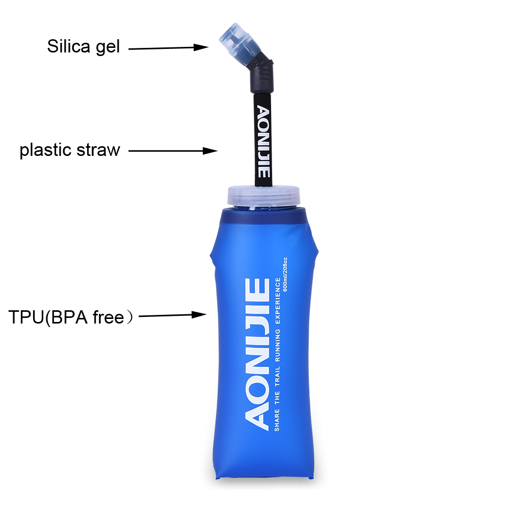 High Quality Sport Foldable Water Bag Soft Ultraflask Hydration Water Bottle With Bite Valve For Running Marathon Aonijie Sd13 