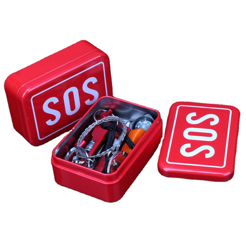 Outdoor Wilderness Hiking Saw Whistle Compass Kit Sos Emergency Wilderness First Aid Kit 