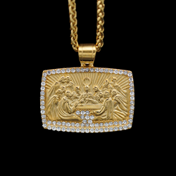 Wholesale Fashion Stainless Steel Pendant Jewelry Crystal Rhinestone Necklace Devil's Eye Pendant Hiphop For Men 