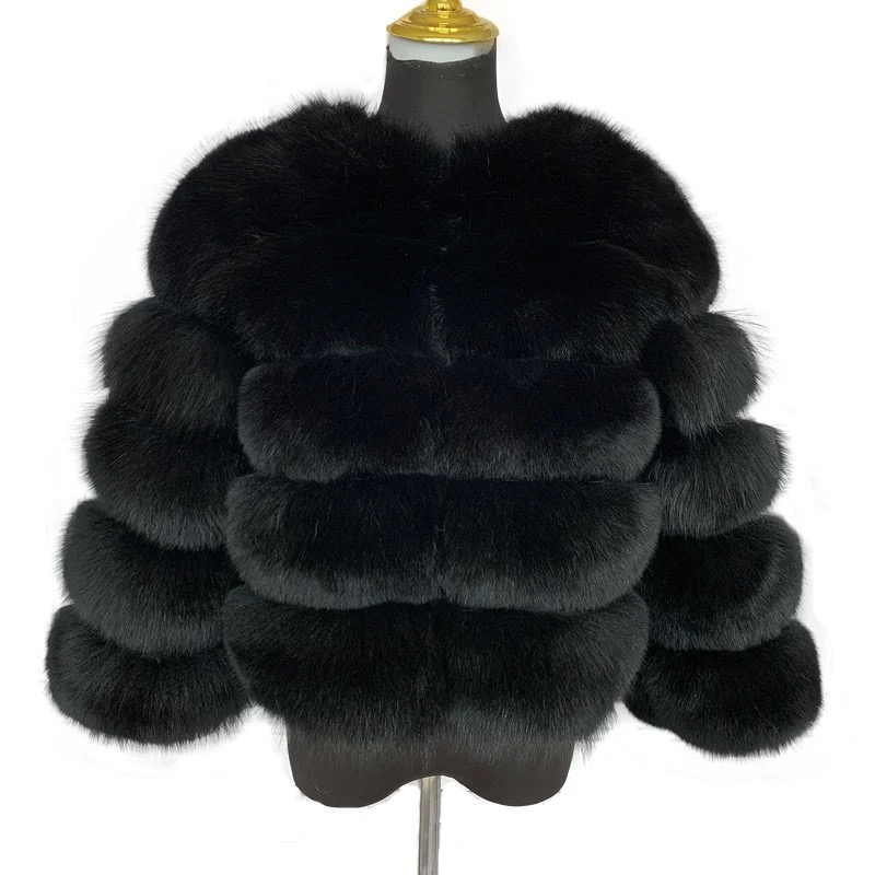 Factory Custom Wholesale Real Fur Long Sleeves Fashion Women Fluffy Women's Clothing Fur Jacket Winter Real Fox Fur Coat