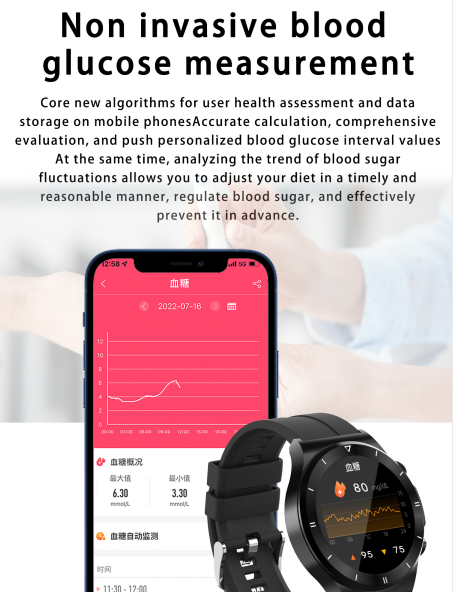 T30 Blood Glucose Monitor Health Tracker Smartwatch Montre Intelligente Reloj Ecg Blood Sugar Smart Watch For Iphone And Android 